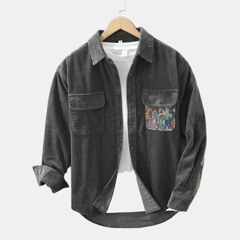 Carson™ | Patchwork Corduroy Button-Front Shirt