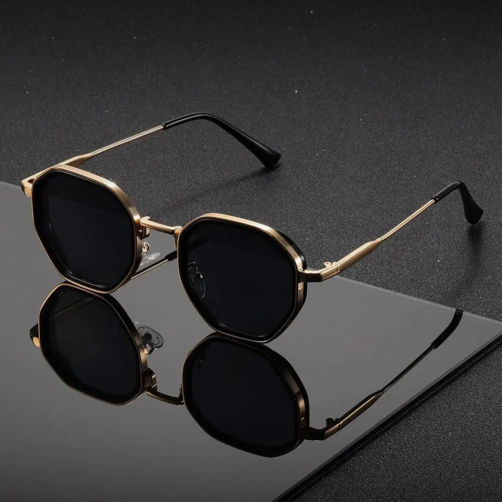 Axel™- Geometric Mirrored Lens Metal Frame Sunglasses