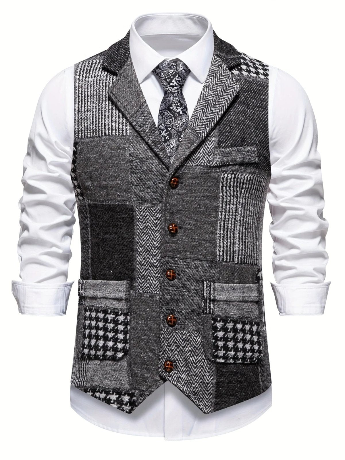 Vincent™- Patchwork Tweed Herringbone Waistcoat for Special Occasions