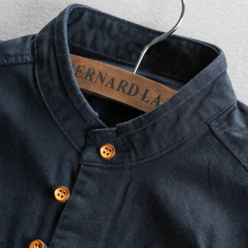 Leopold™ | Premium Cotton Stand Collar Shirt with Artisanal Buttons