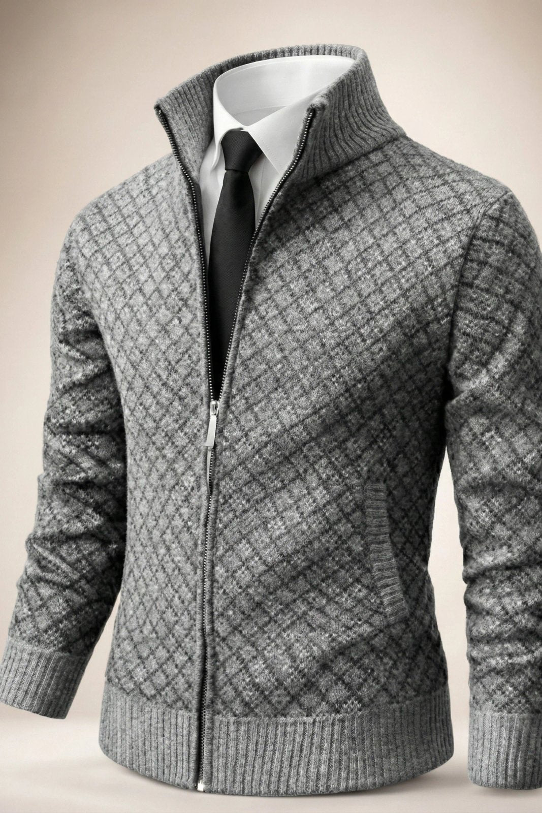 Dustin™ | Waffle-Knit Zip-Up Cardigan Sweater