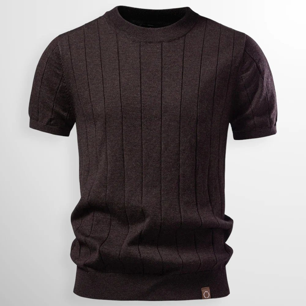 Colin™ | Ribbed Cotton Knit Crewneck T-Shirt
