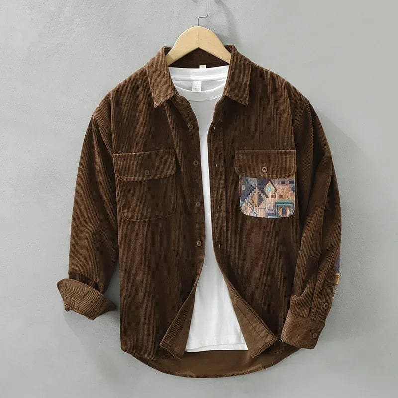 Carson™ | Patchwork Corduroy Button-Front Shirt
