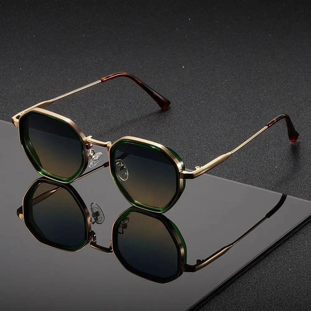 Axel™- Geometric Mirrored Lens Metal Frame Sunglasses