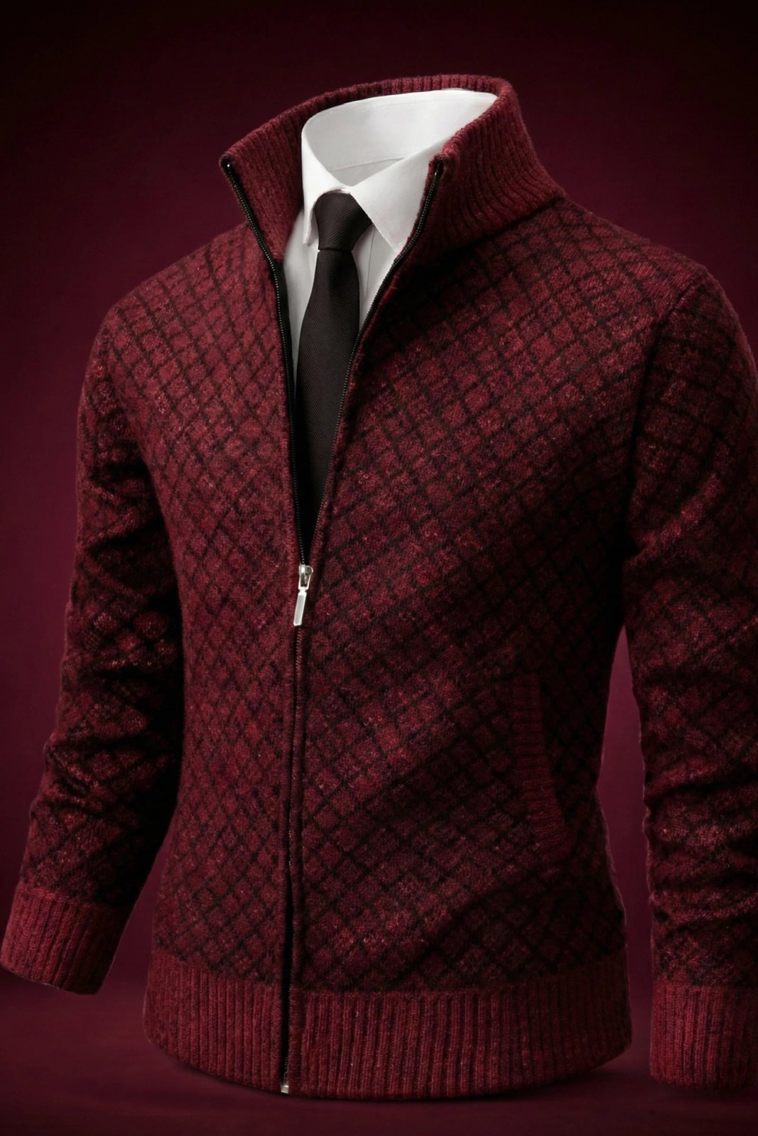 Dustin™ | Waffle-Knit Zip-Up Cardigan Sweater