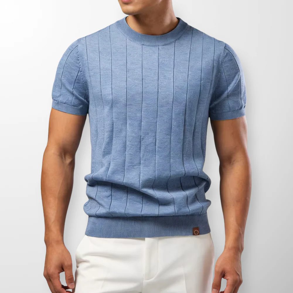 Colin™ | Ribbed Cotton Knit Crewneck T-Shirt