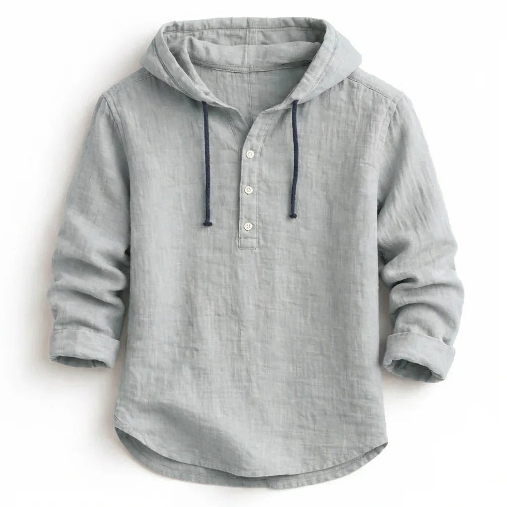 Randolph™ | Linen Hoodie with Button Placket Detail