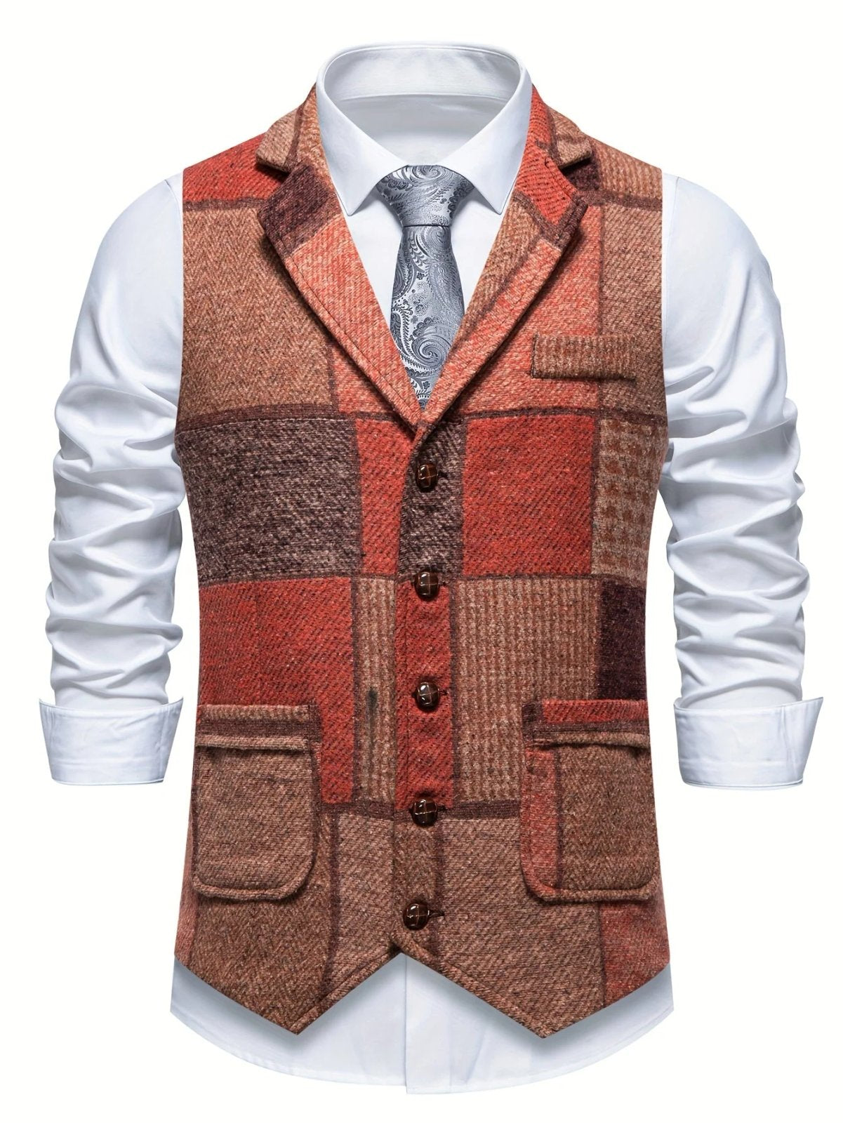 Vincent™- Patchwork Tweed Herringbone Waistcoat for Special Occasions