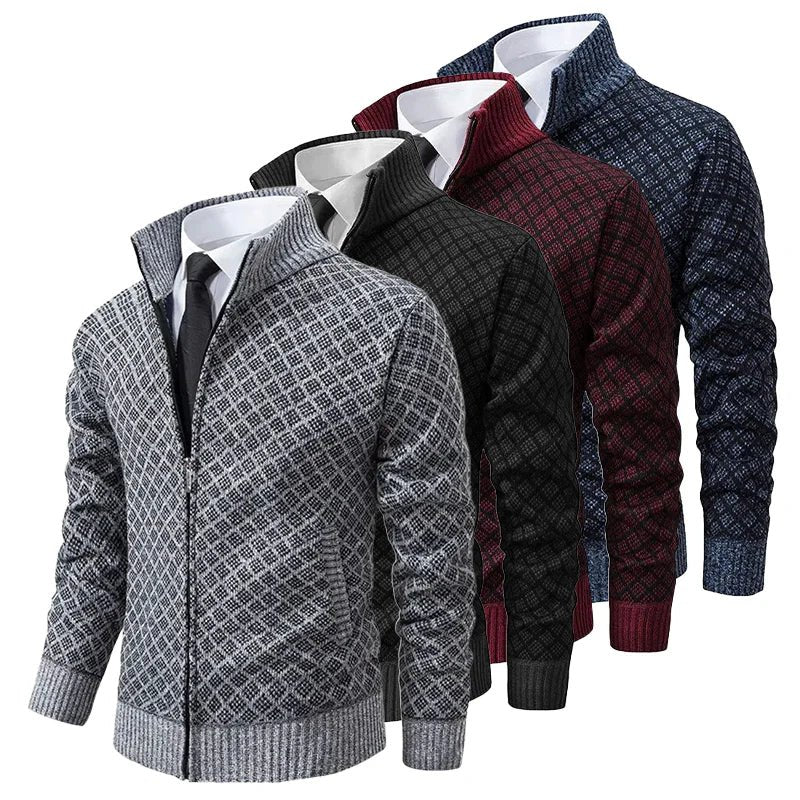 Dustin™ | Waffle-Knit Zip-Up Cardigan Sweater