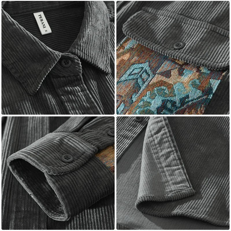 Carson™ | Patchwork Corduroy Button-Front Shirt